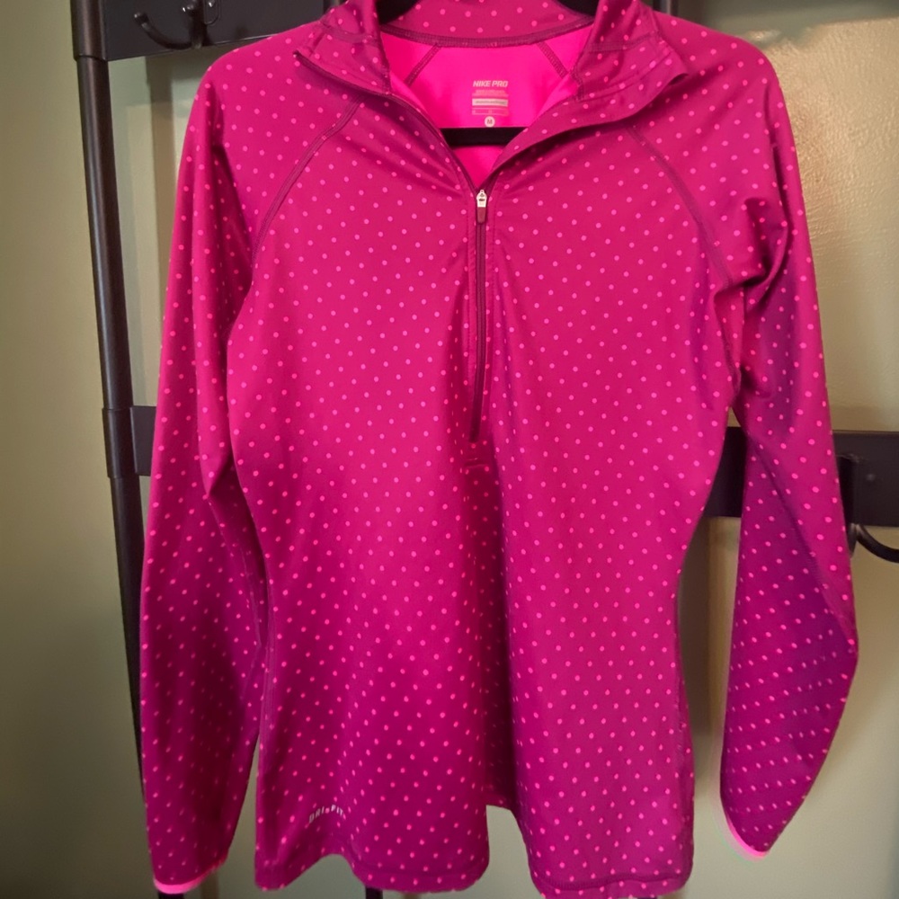 Nike Pro Dri-Fit Half Zip (pink/polka dots) - Med
